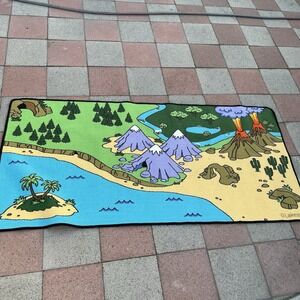Kids Animal Adventure Play Carpet Volcano Dinosaur 37" x 78" Appears To Be New